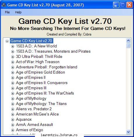 game key list v2.70 game key version: v2.70 new icon, new by: list games and there keys.i way for