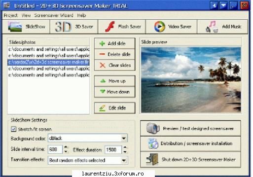 2D+3D Screensaver Maker 3.61 - 2D+3D Screensaver Maker allows to create great 2D - Software PC