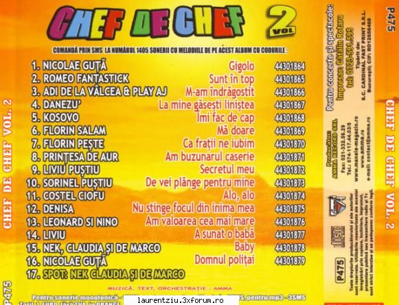CHEF_DE_CHEF_VOL_2 - Download Link : Play list : 1.Nicolae Guta - Manele
