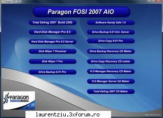 Paragon FOSI 2007 AIO (14 in 1) - Programs Total Defrag 2007 Build 2265 Hard Disk - Software PC