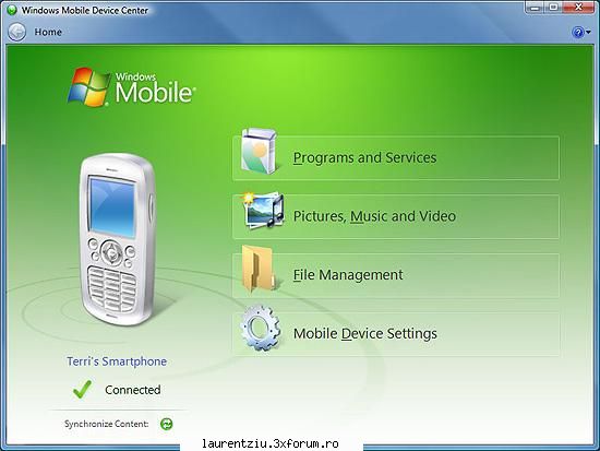 > Windows Mobile all versions - Windows Mobile Device Center Features Include - Tehnologie Mobila